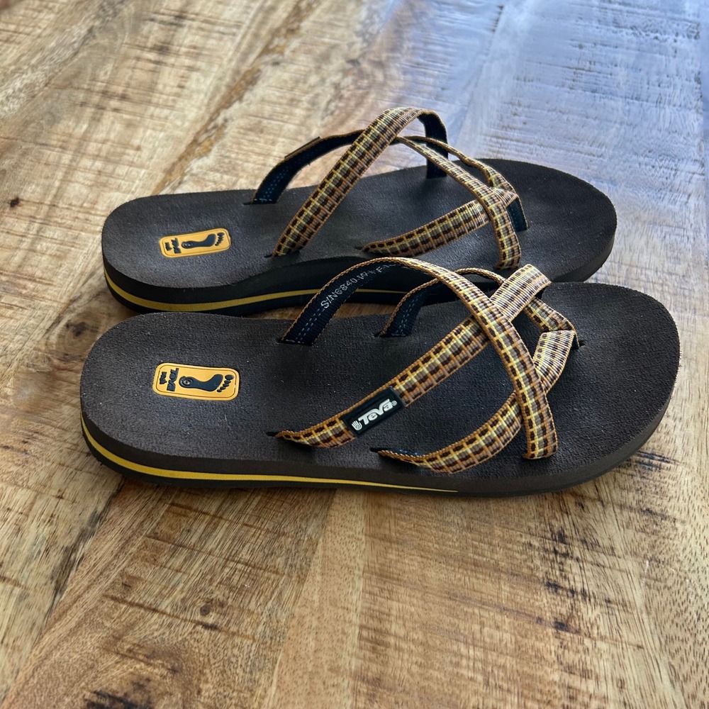 Teva Mush Olowahu Brown Strappy Flip Flop Sandals Womens 6.5 6840 - Picture 4 of 6